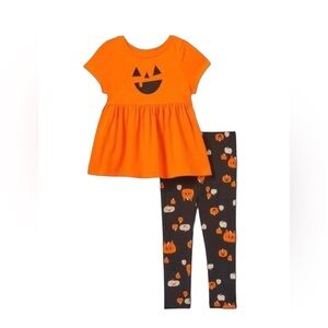 CAT & JACK 2 PC PUMPKIN & CAT SET - ORANGE/BLACK SIZE 4T (NEW WITH TAGS)